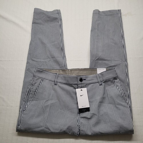 Nike Dri Fit Golf Pants Mens 34/32 Flat Front Blue Stripe Straight Polyester UPF