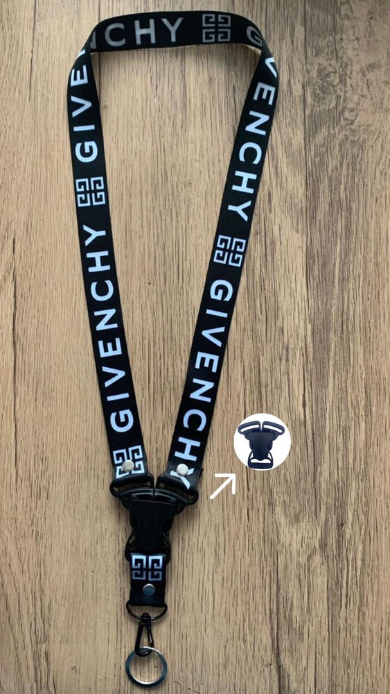 Givenchy Lanyard Neck Strap Keyring Llavero New 19inch Fashion Keychain Black