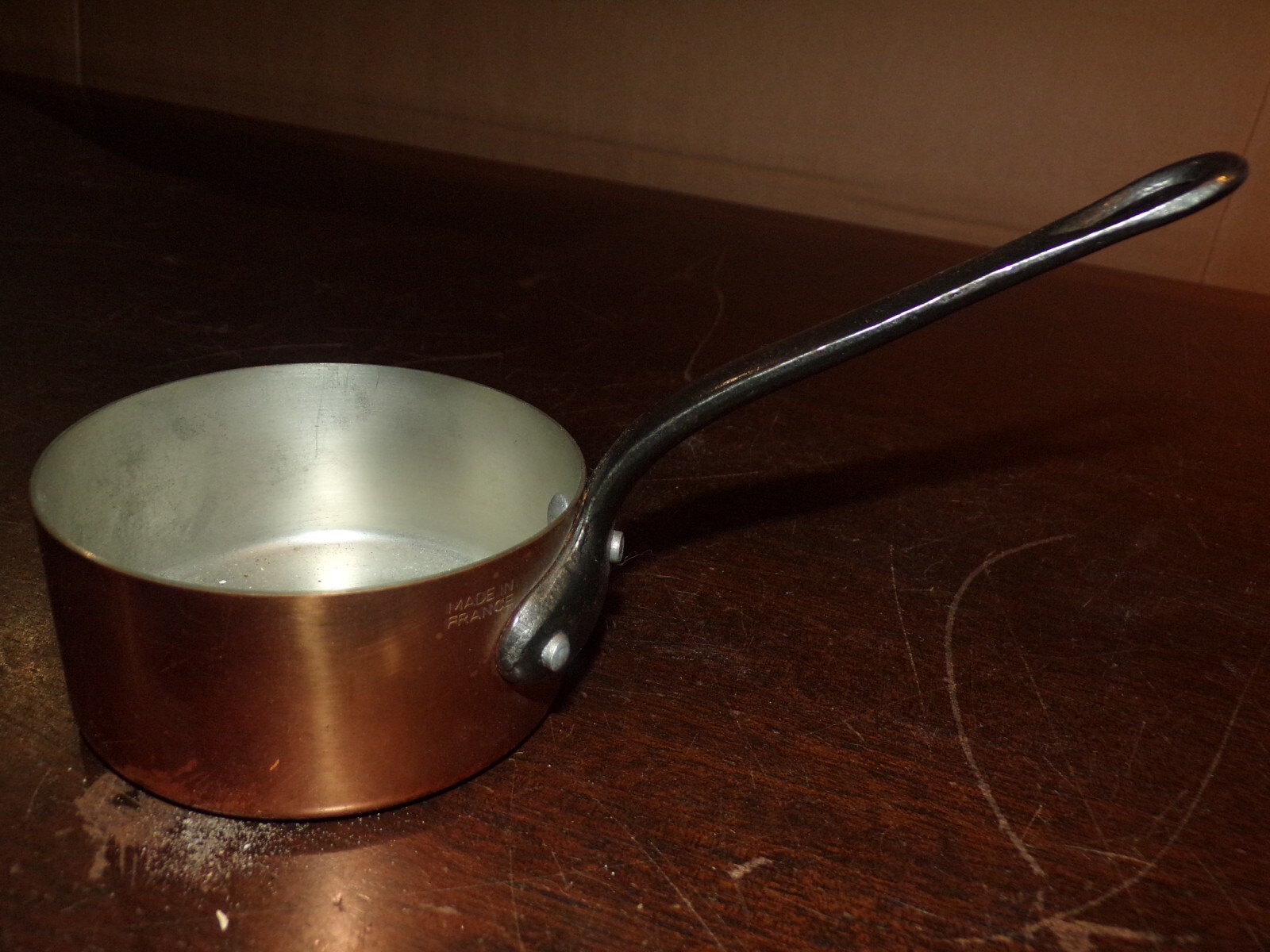 Lot de 5 casseroles en cuivre de FAUCOGNEY ( diam 18,16,5 , 14,5 , 12