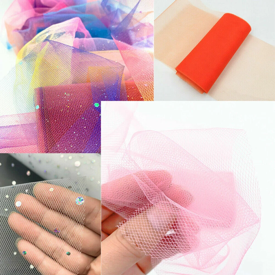 Glitter Rainbow Solid Tulle Roll Fabric 6" By 10 Yards Wedding Netting Decor DIY - Image 3 of 4