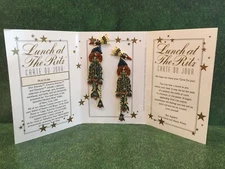 Lunch At The Ritz Earrings -PEACOCKS - Clip-On with Original Card Copyright 2001