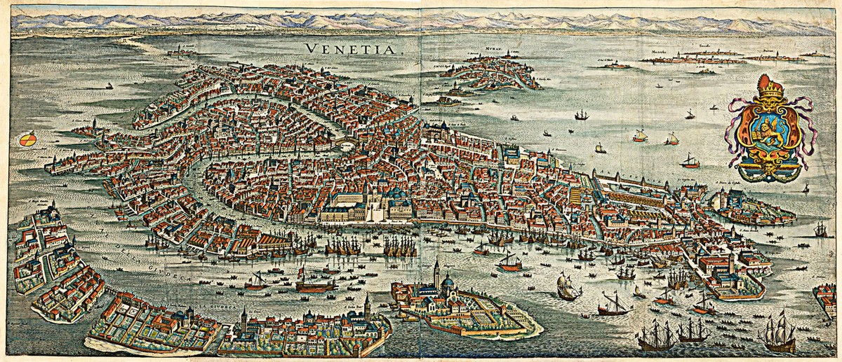 1636 Venice Italy Map Vintage Historic Wall Poster Home Office