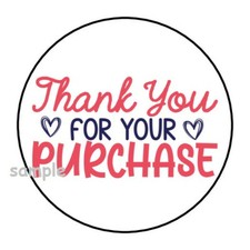 30 THANK YOU FOR YOUR PURCHASE ENVELOPE SEALS LABELS STICKERS 1.5" ROUND HEARTS