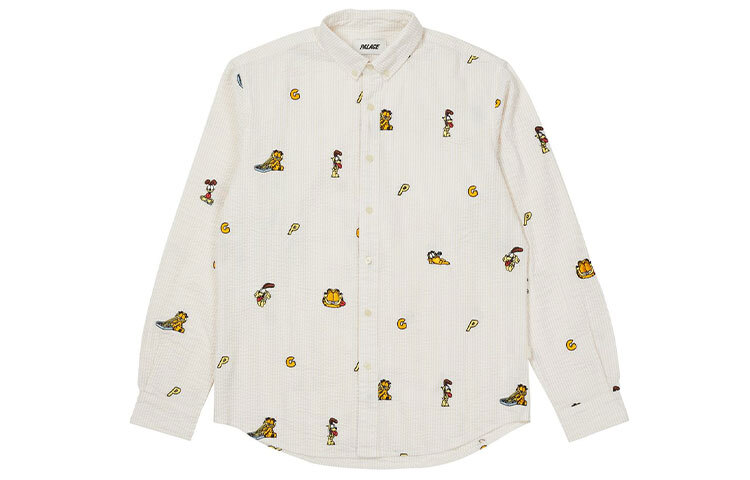Рубашка с длинным рукавом и мультяшной вышивкой Palace FW21 Garfield