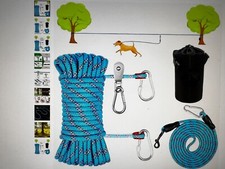Dog Tie Out Cable for Camping - 50ft/70ft/100ft Portable Reflective 50ft Blue