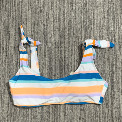 Brand New GB Women's Large Removable Pads Surf Side Striped Bikini Top Swimwear