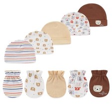 Baby Hats and Mittens Set Unisex Newborn Hospital Hat with Scratch Mittens