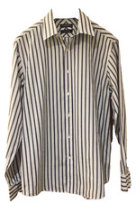 DEBENHAMS ST GEORGE BY DUFFER STRIPED COTTON SHIRT SIZE 16"