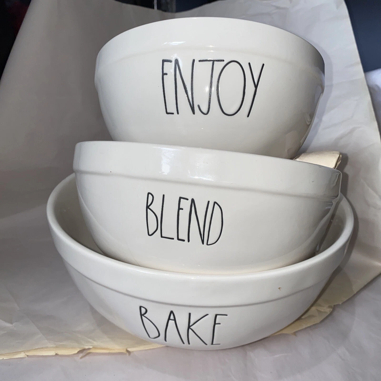 Rae Dunn Magenta Mixing Bowls Set of 3 BAKE BLEND ENJOY #sourdough