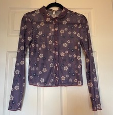 New Self Esteem Juniors Multi Color Floral Collared Top Size M