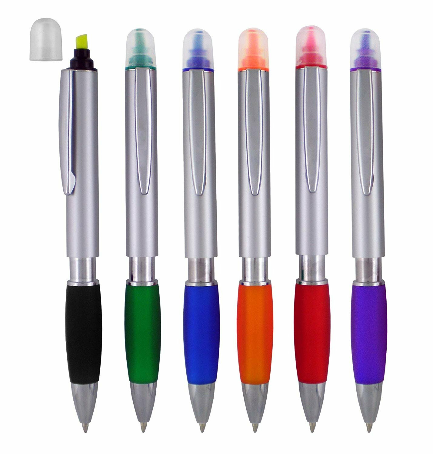 Marker With Pen Combo With Chisel Tips, Bright Colors, 6 Pack
