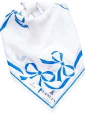 Lanvin en Bleu Japan Handkerchief RIbbon & Logo Print Cotton Blue & White 50cm