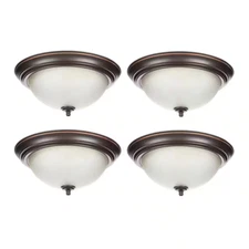 13 in. 2-Light Oil Rubbed Bronze Flush Mount Stylish Ceiling Fixture (4-Pack)