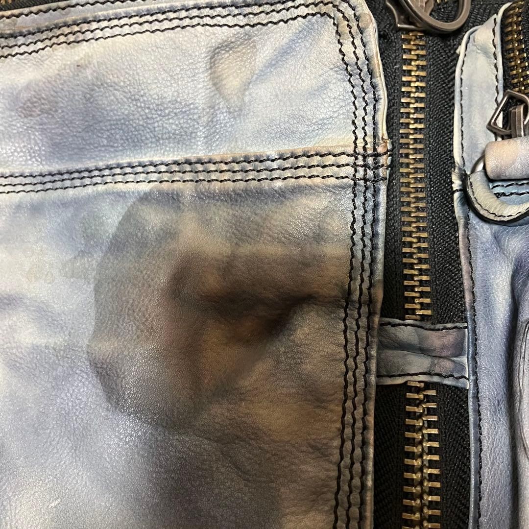 DIESEL Archive Big Leather Shoulder Bag Y2K Denim Indigo Used in