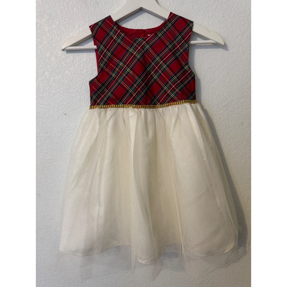 Blueberi Boulevard Girls 6X White Dress & Coat Set Plaid Holiday Pearl Buttons - Image 4 of 4