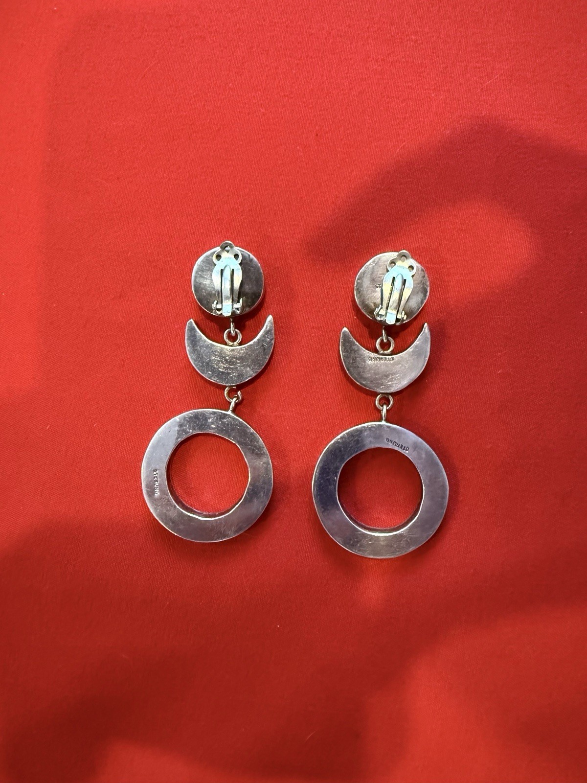 Vintage Settling Silver Dangle Drop Earrings With… - image 2