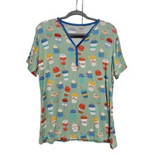 Little Sleepies Pajama Top Women's Medium I Love You a Latte Short Sleeve Bamboo