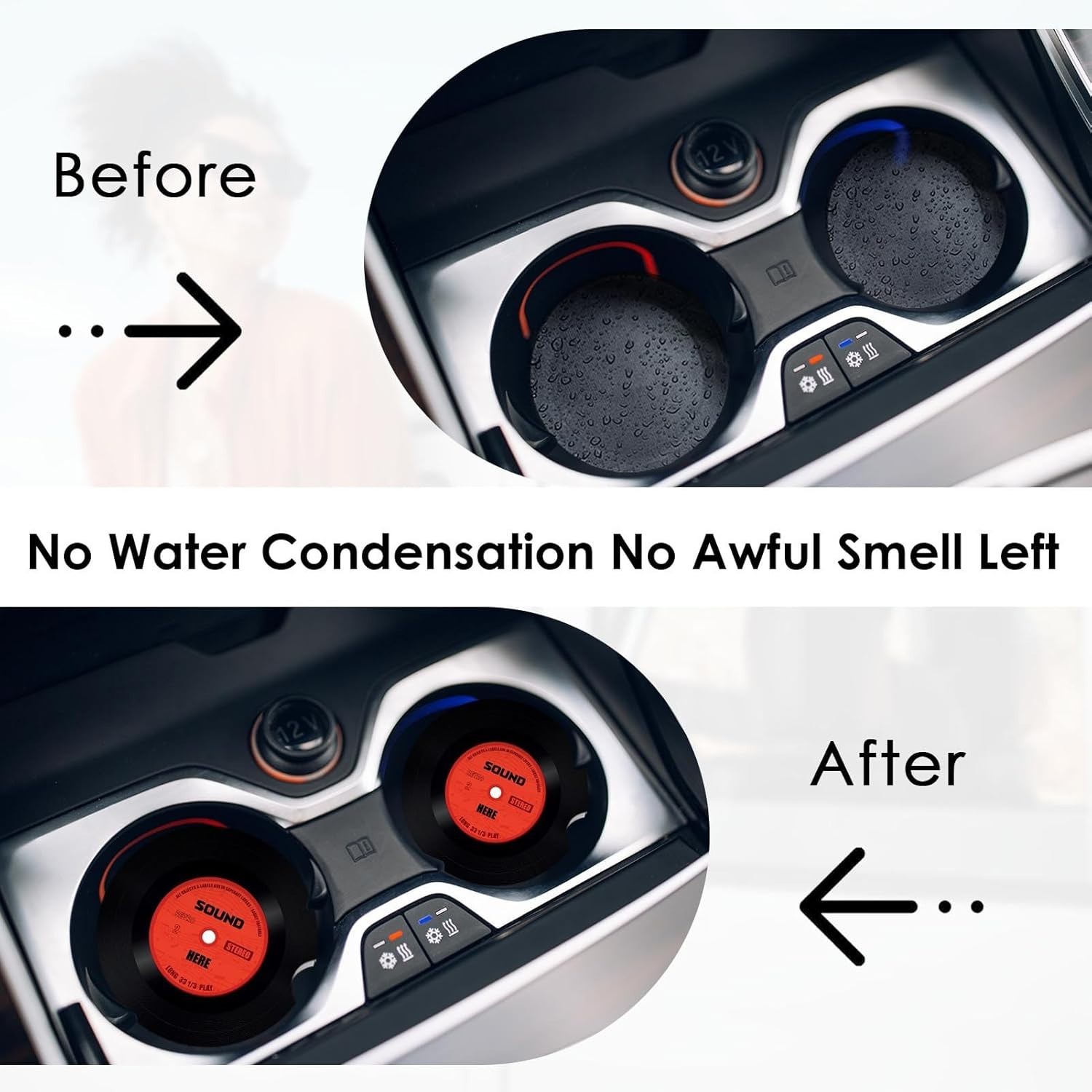 2 Pack Car Coaster, Absorbent Ceramic Stone Cork Base Drink Coasters 2.6 Inch...