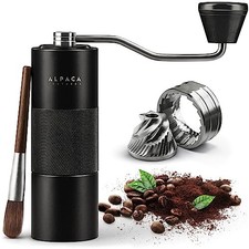 Manual Coffee Grinder by - Stainless Steel Conical Burr Coffee Grinder Black