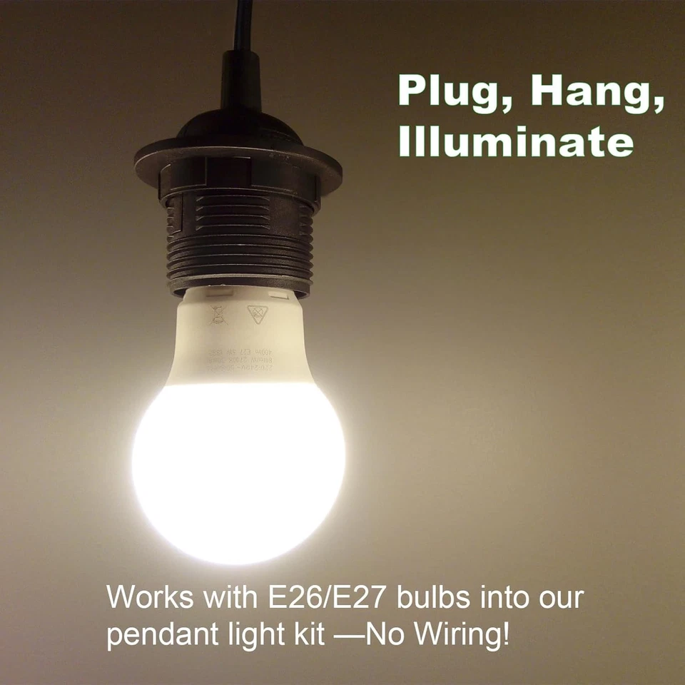 Paquete de 2 cables de luz colgantes enchufables kit de lámpara colgante de 16 pies con interruptor enchufe E26 Foto 4 de 4