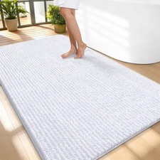 OLANLY Thick Large Bathroom Rugs 59x35, Extra Soft Absorbent 59" X 35", White