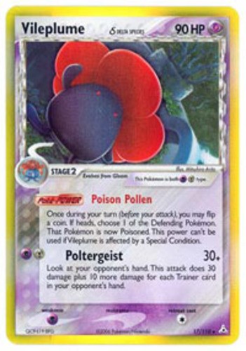 Vileplume - 17/110 - Holo Rare LP, English Pokemon EX Holon Phantoms