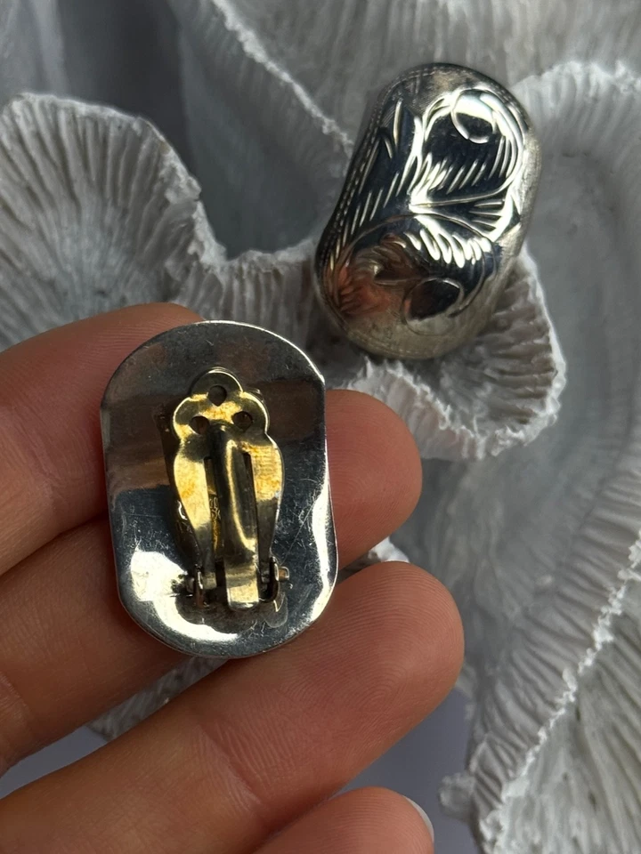 Vintage Esthetic 925 Sterling Silver Clip On Earrings Length 1.20 inch - Image 4 of 4