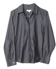 COLDWATER CREEK BLOUSE ladies size M dark gray NO IRON long sleeve NWT cotton