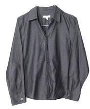 COLDWATER CREEK BLOUSE ladies size M dark gray NO IRON long sleeve NWT cotton