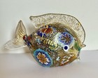 Murano Millefiori Art Glass 24K Gold Flecks Fish Figurine 3” X 4.5” — photo 1