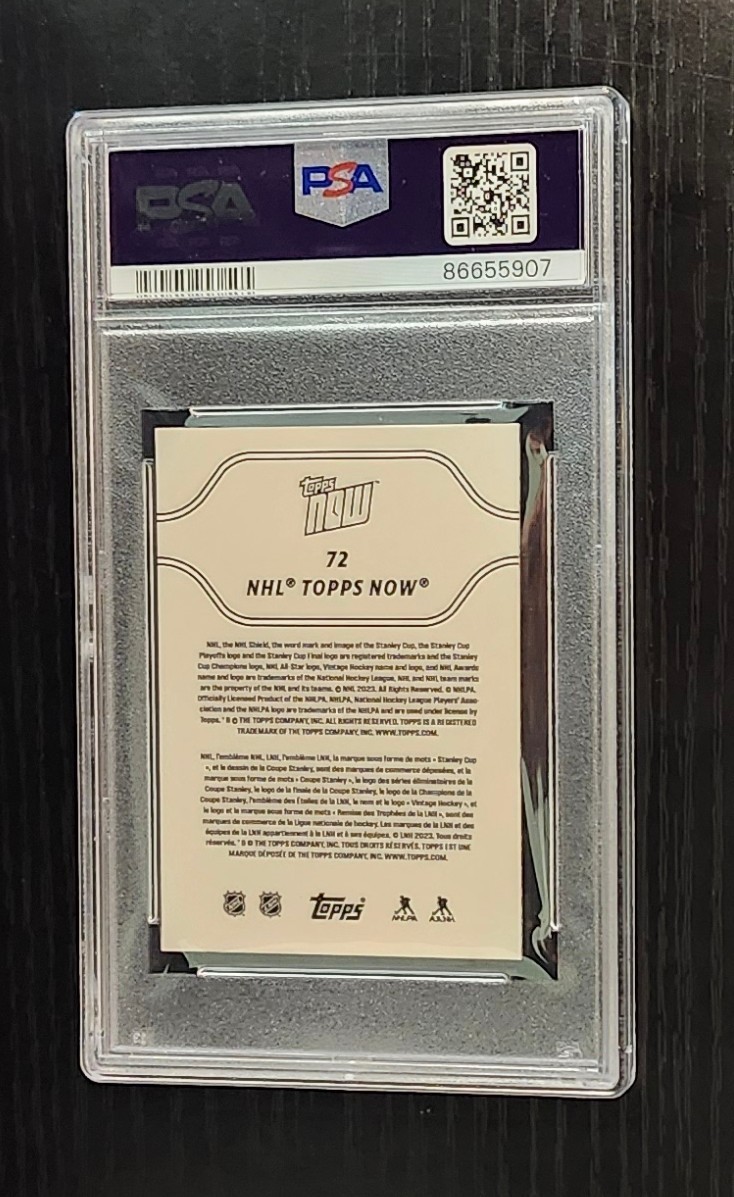 Connor Bedard RC PSA 10 2023-24 Topps Now NHL Stickers Blackhawks #72 Gem Mint view 2