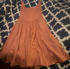 ASTR The Label Linen Fit & Flare Midi Dress coral Sleeveless Scoop Neck M