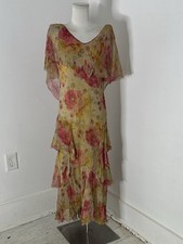 Antique 1920s Tiered Bias Cut Silk Flapper Style Dress