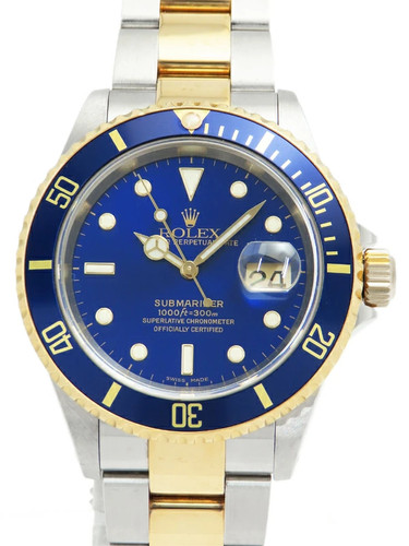 ROLEX Submariner Date Blue Sub 16613LB 40mm Blue Dial Stainless Box Card #T028