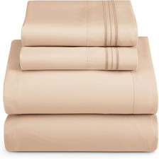King Size Sheets - 4 Piece Bed Sheet Set, Hotel Luxury Double Brushed Bed Sheets