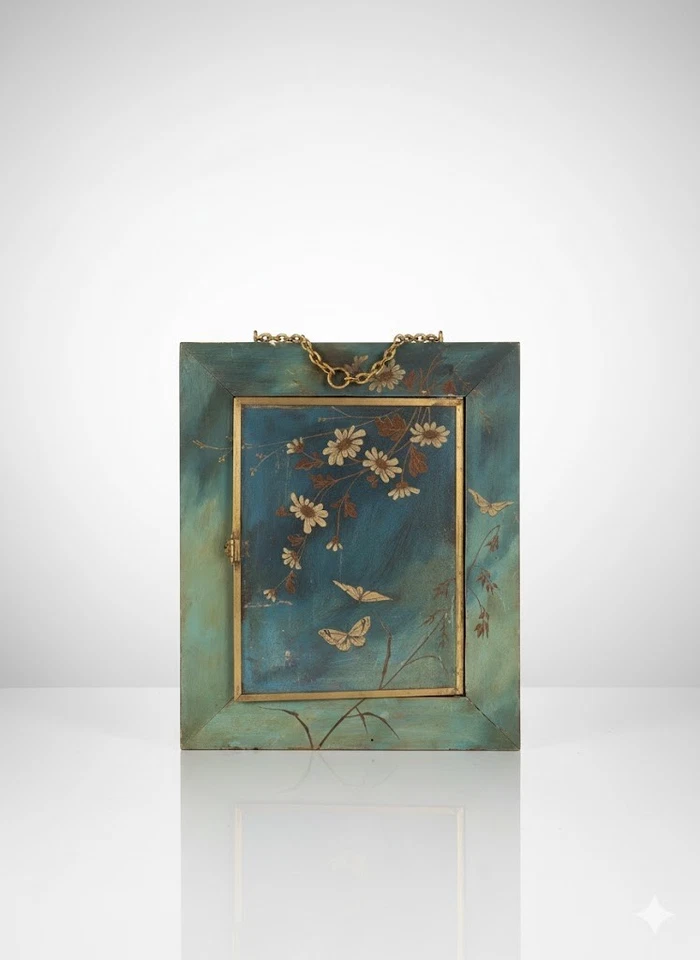 Miroir Triptyque Japonisant Breveté Laiton Bambou Papillons 1876 XIXe RARE - Photo 2/4