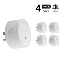 4 Pack Smart Plug, Wifi Mini Socket Outlet, Alexa Google Assistant Timer White