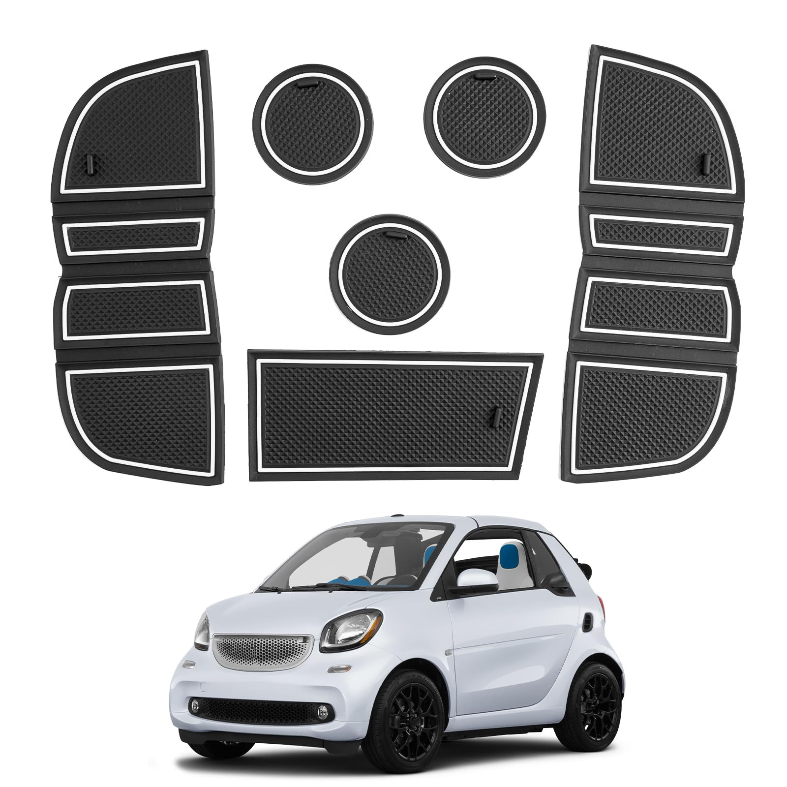 CDEFG Compatibile con Smart Fortwo 453 2014-2019 - Tappetini in gomma per la con