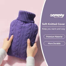 Hot Water Bottle with Knitted Cover, 2L Hot Water Bag for Hot and Cold Compress