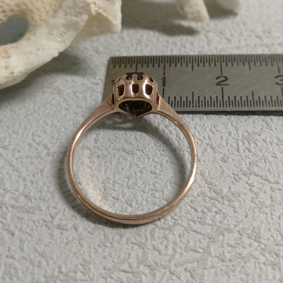 Jugendstil Granat Ring Granatschmuck Herz Bandring Silber 925/- antik vergoldet - Bild 4 von 4