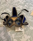 Design Toscano Venetian Style Blue Gold Decorative Mask Fabric Metal