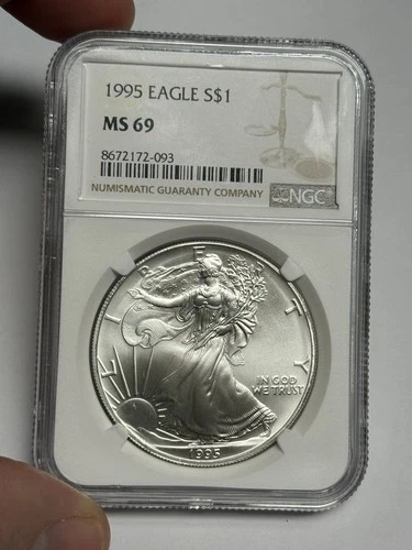 1995 NGC MS69 American Silver Eagle Dollar, GEM UNCIRCULATED $1 ASE Bullion