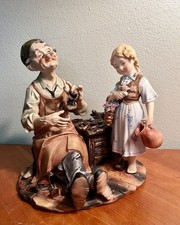 Statuina porcellana Capodimonte PUCCI calzolaio vintage fissaggio scarpa bambina