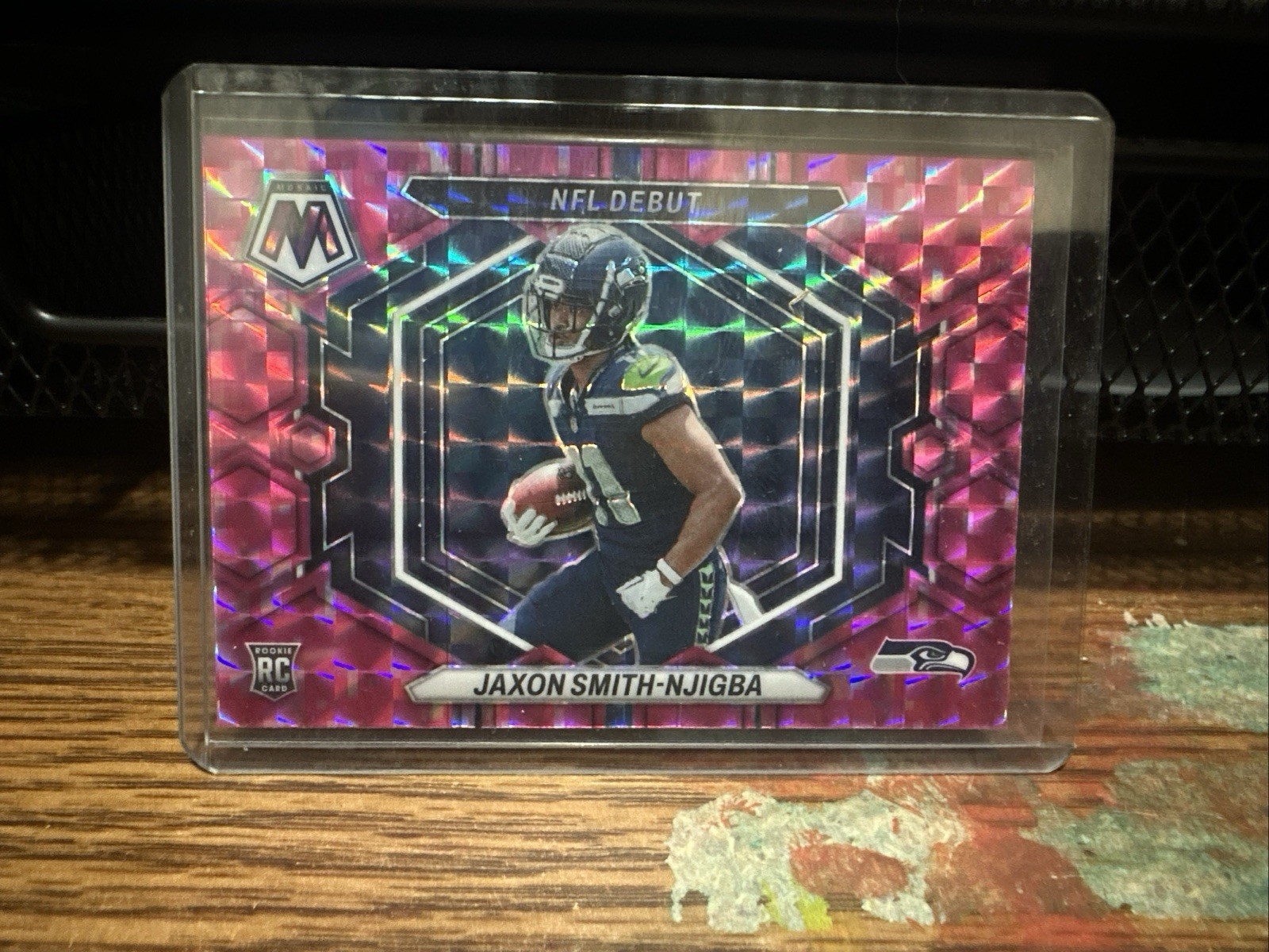2023 Panini Mosaic NFL Debut Jaxon Smith-Njigba ND-12 Camo Pink Mosaic Prizm RC