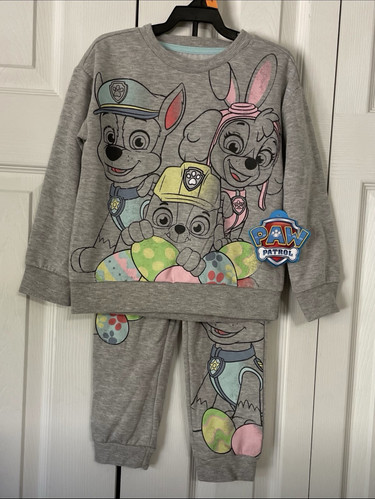 Paw Patrol Toddler Girls Boys Easter Crewneck and Joggers Set Fleece Size 3T New