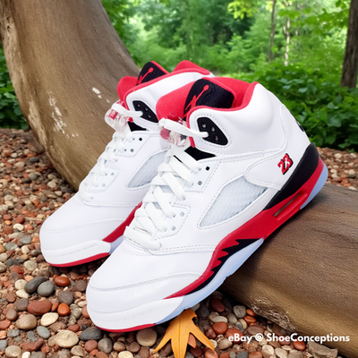 Nike Air Jordan 5 Retro OG (GS) Shoes White Fire Red HQ7980-101