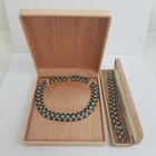 ALPHA Gold Plated Teal Blue Enamel & Sparkly Stone Set Necklace & Bracelet Set