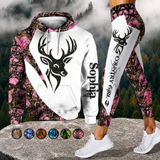 Personalized Country Girl Hunting Hoodie Leggings Set Custom Deer Hunter Outfit Personalized Country Girl Hunting Hoodie Leggings Set Custom Deer Hunter Outfit