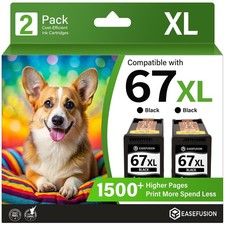 EaseFusion Replacement for HP 67 67XL Black Ink Cartridge HP67 HP67XL