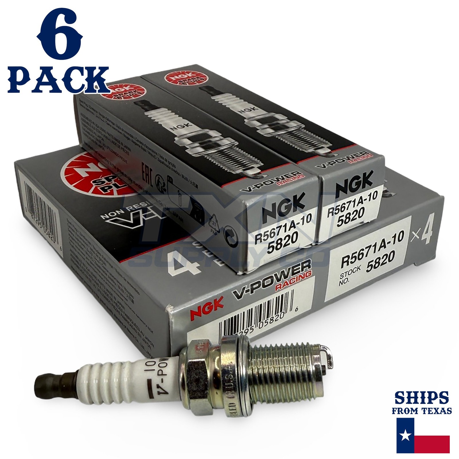 6 Pack NGK V-Power 5820 Spark Plugs R5671A-10
